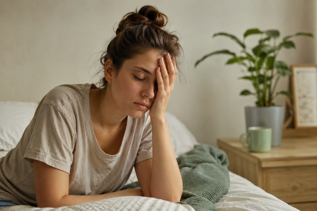 Mujer cansada a pesar de haber dormido